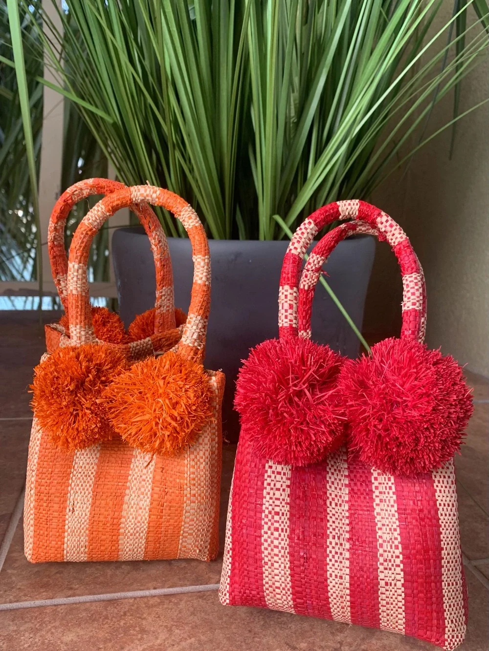 Authentic Artisan Handcrafted Natural Straw Tote & Clutch Set - Neutral Tan
